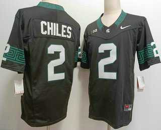 Mens Michigan State Spartans #2 Aidan Chiles Black FUSE College Football Jersey